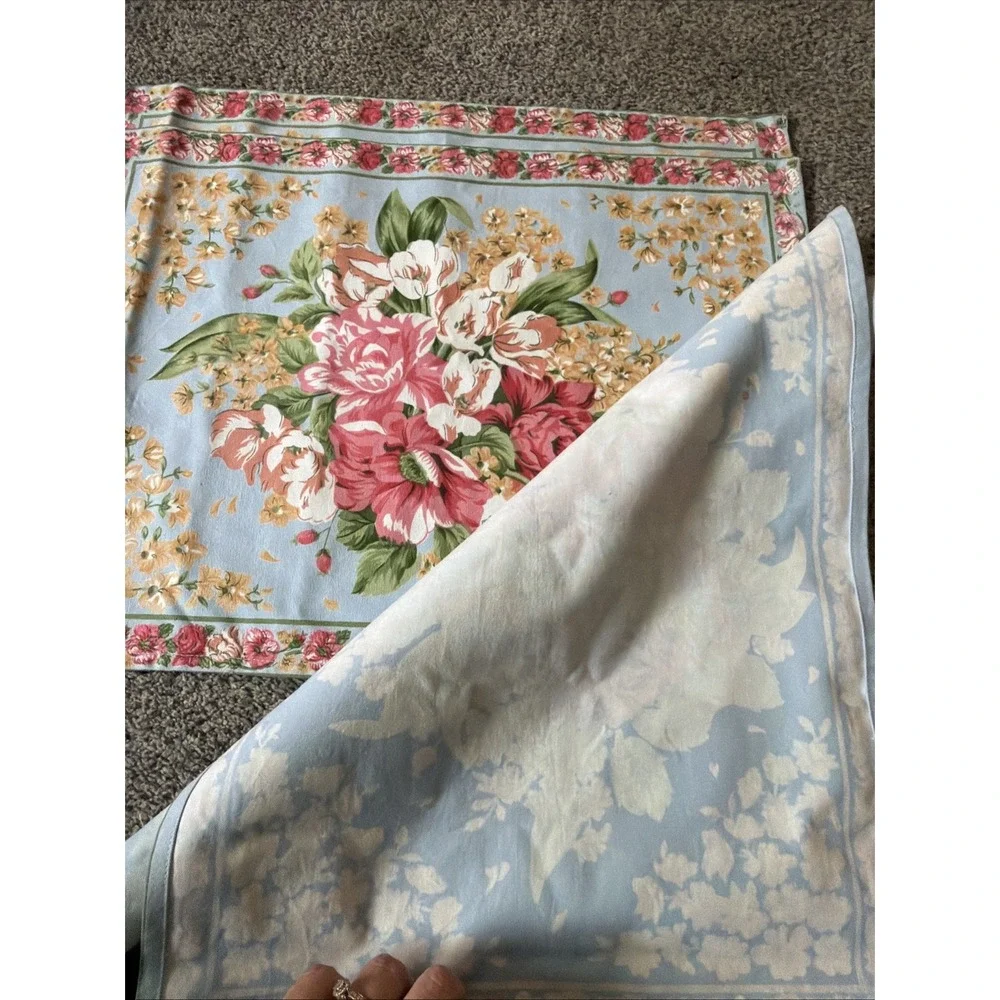April Cornell Aqua Floral Placemats Set 4 Zinnia Garden New Condition